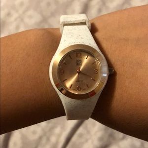 New York & company white speckled rose gold watch